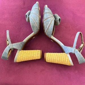 EUC Dolce & Gabbana Denim & Raffia Heeled Sandal